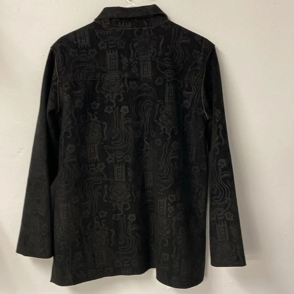 Chico's Women's Jacket Velvet Soft Black with Brown Lining Size 1 Us size 8/M - Picture 4 of 10